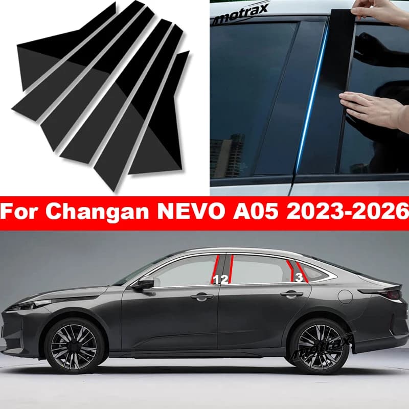 For Changan NEVO A05 2023 2024 2025 2026 Car BC Pillar Posts Window Trim Cover Door Window Column Decorative Sticker Exterior