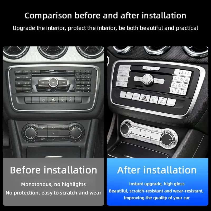 For Mercedes Benz A B CLA GLA W176 W246 C117 X117 X156 Car Center Console CD Button Trim Cover Multimedia Control Panel Sticker