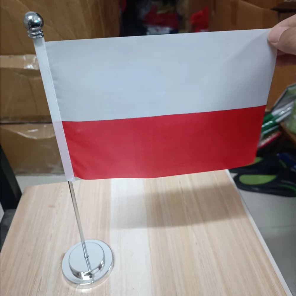 XvGgdg 14x21cm Office Desk Flag of Pl Pol Poland Flag The Republic of Poland Eagle Banne Standard Hanging Banner