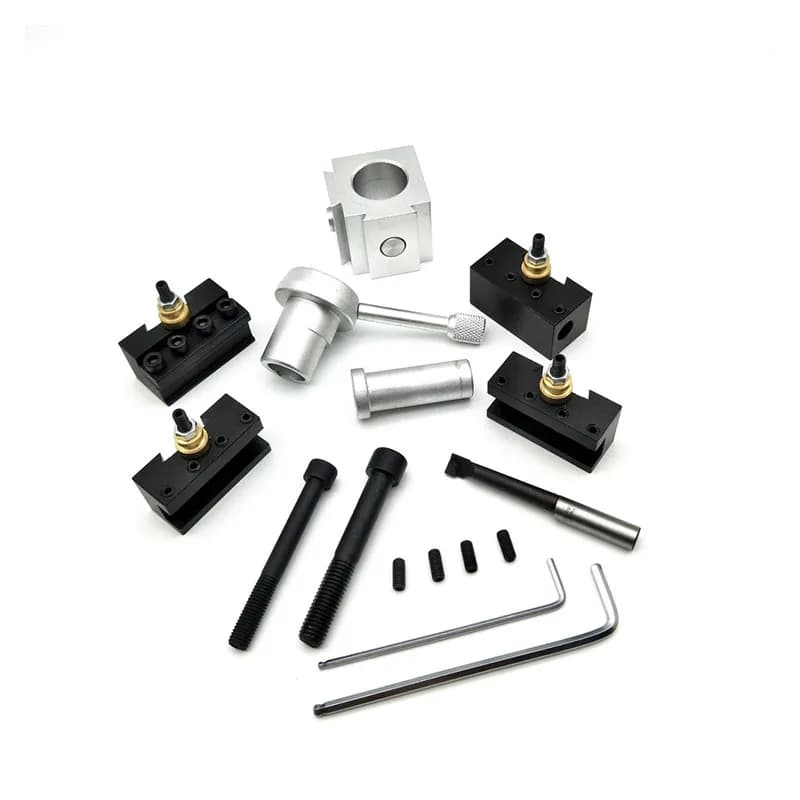 CNC Lathe Machine Mini Quick Change Tool Holder Post Cutter Screw Kit Multi-function Aluminum Alloy Turning Facing Holder Wrench