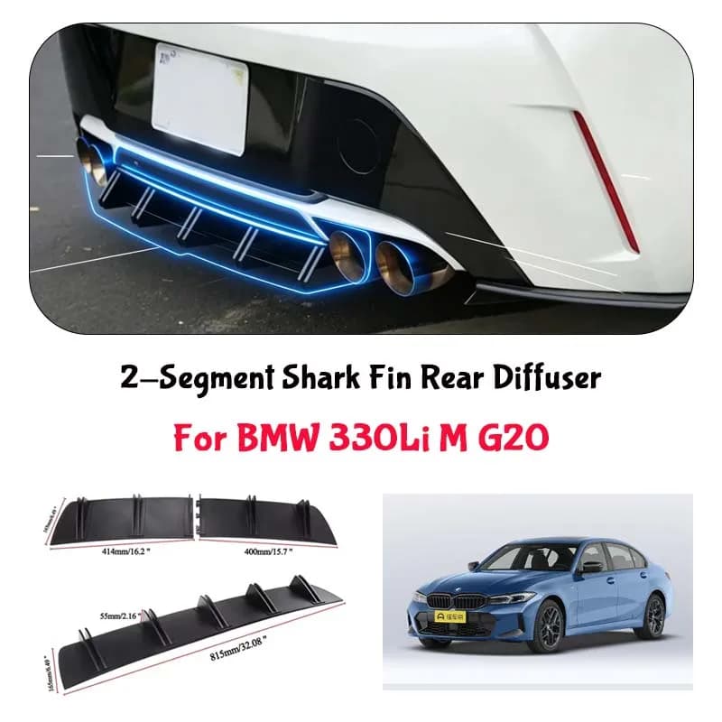For BMW 330Li M G20 Shark Fin Rear Diffuser Split Chassis Spoiler Auto Aerodynamic Parts Aerodynamic Modification