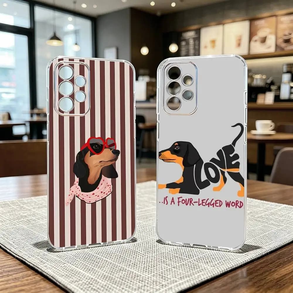 Cute Dachshunds-s Phone Case For Samsung S25,S24,S21,S22,S23,S30,Ultra,S20,Plus,Fe Transparent Cover