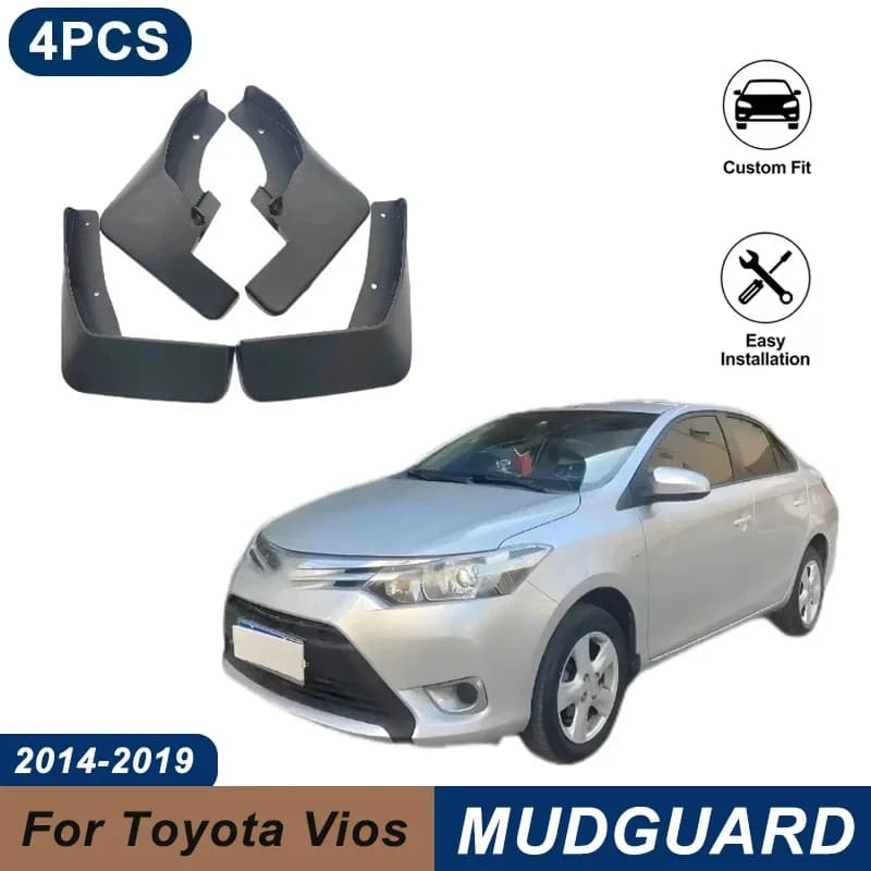 4PCS Car Mud Flaps For Toyota Vios 2014-2019 Waterproof Anti-Splash Fender Mudguards Auto Exterior Accessories
