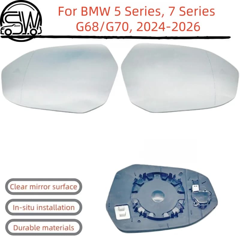 For BMW 5 Series, 7 Series G68/G70, 2024-2026 model rearview mirror lenses with blind spot detection.