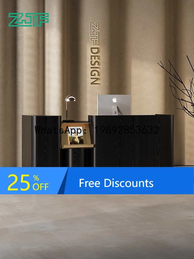 YFY Men's Clothing Store Black Light Luxury Cashier Counter Modern Simple Company Office Reception Desk