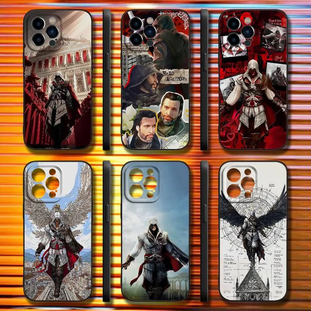 E-Ezio A-AssassinS A-Auditore For iPhone 17,16,15,14,13,12,11,Air,X,XR,Pro,Max,Plus Black Soft Silicone Cover Phone Case