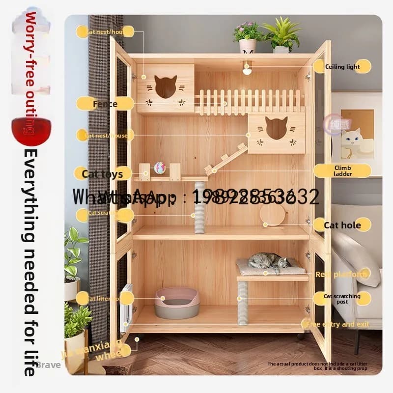 Z1  Home Cat Villa Space Free Cat House Indoor Integrated  Cabinet Extra Large Cat Cabinet