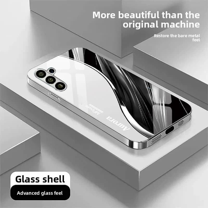 Simple Line Pattern Electroplated Glass Phone Case, Suitable for Samsung S26/S25/S24/S23/S22/S21/S20 and Other Models.
