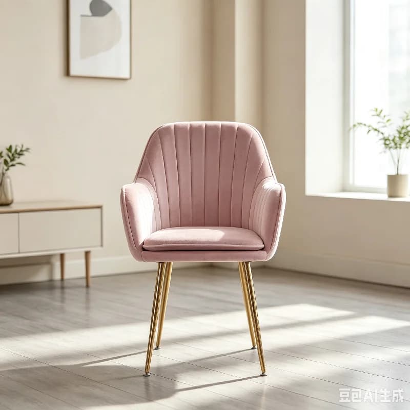 Nordic Dining Chair Ergonomic Luxury Recliner Velvet Relax Waiting Chair Backrest Pink Soft Makeup Restaurant Home Furniture