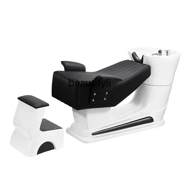 xx1High-end fashion and simple hairdressing head therapy dedicated semi-lying fiberglass ceramic basin shampoo bed