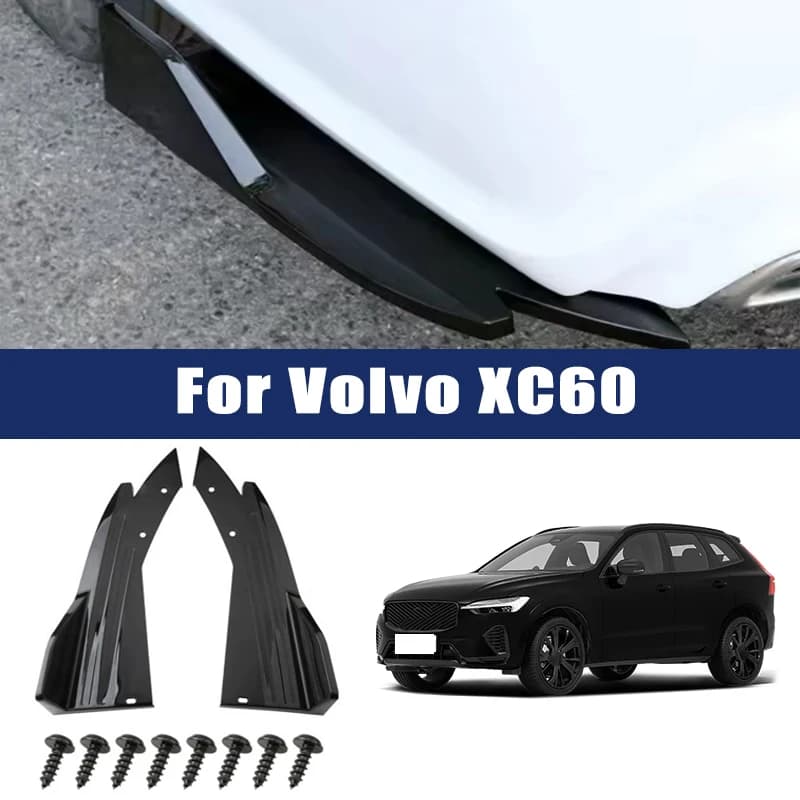 2pcs Car Rear Bumper Spoiler Lip Carbon Fiber Wing Trim Anti-crash Diffuser Side Skirt Wrap Angle Splitter For Volvo XC60