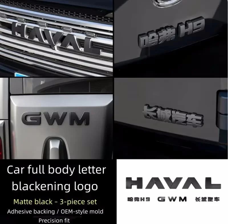 For GWM Haval H9 2026 Car Full Body Letter Blackening Logo Modified Car Tailgate Letter Decorative Sticker Exterior Accessories