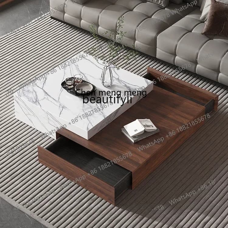 X  Italian simple rock slab coffee table minimalist modern small apartment living room home rectangular solid wood designerAA