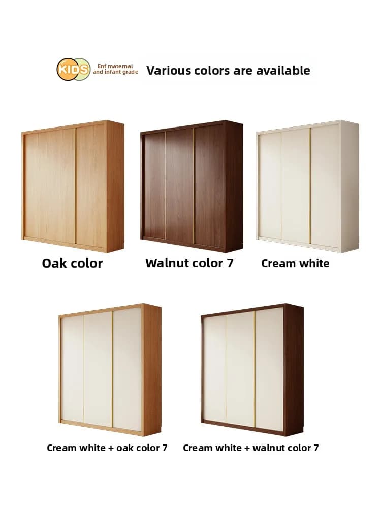 LH solid wood wardrobe universal cream white storage cabinet household storage