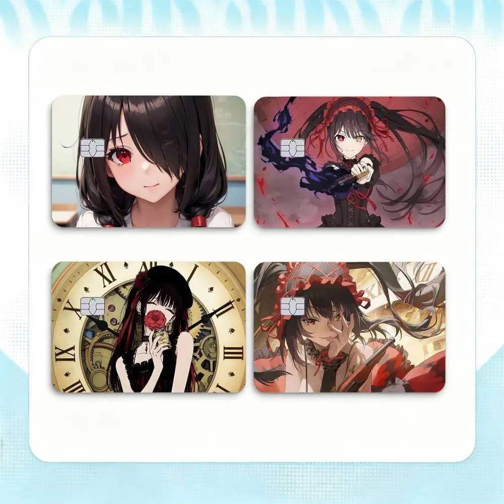 Anime Girl Kurumi Tokisaki Date A Live  Credit Card HD Stickers Game Card Decal Small Chip Waterproof Sticker Gift