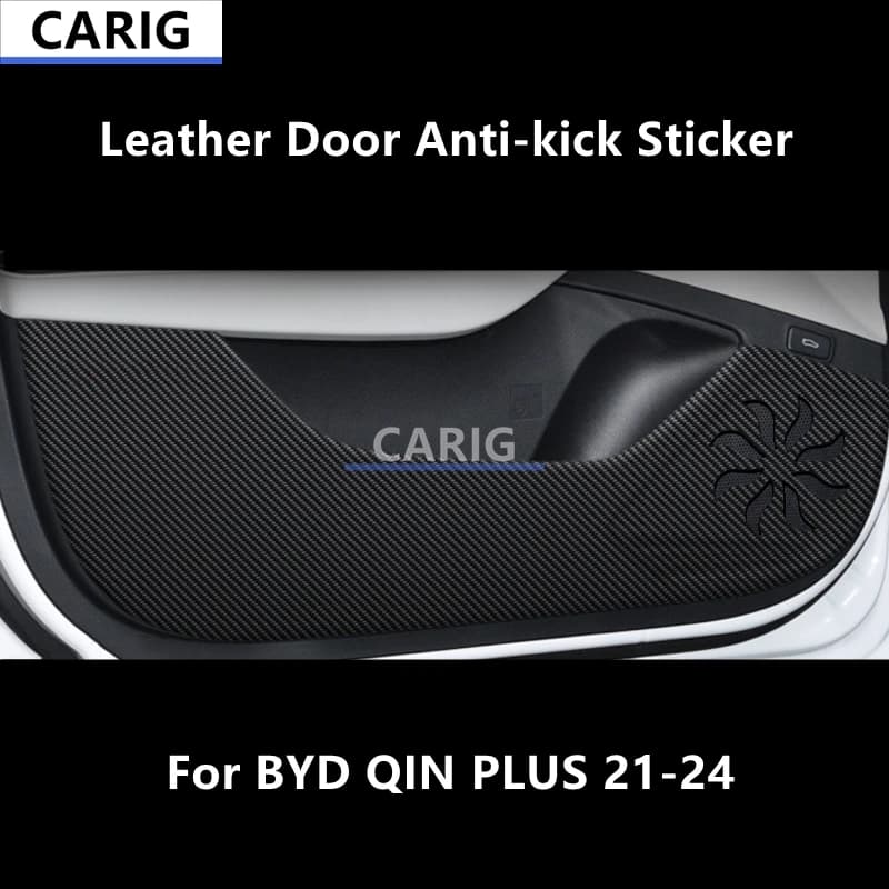 For BYD QIN PLUS 21-24 Leather Door Anti-kick Sticker Modified Carbon Fiber Interior Car Modification Accessories Refit