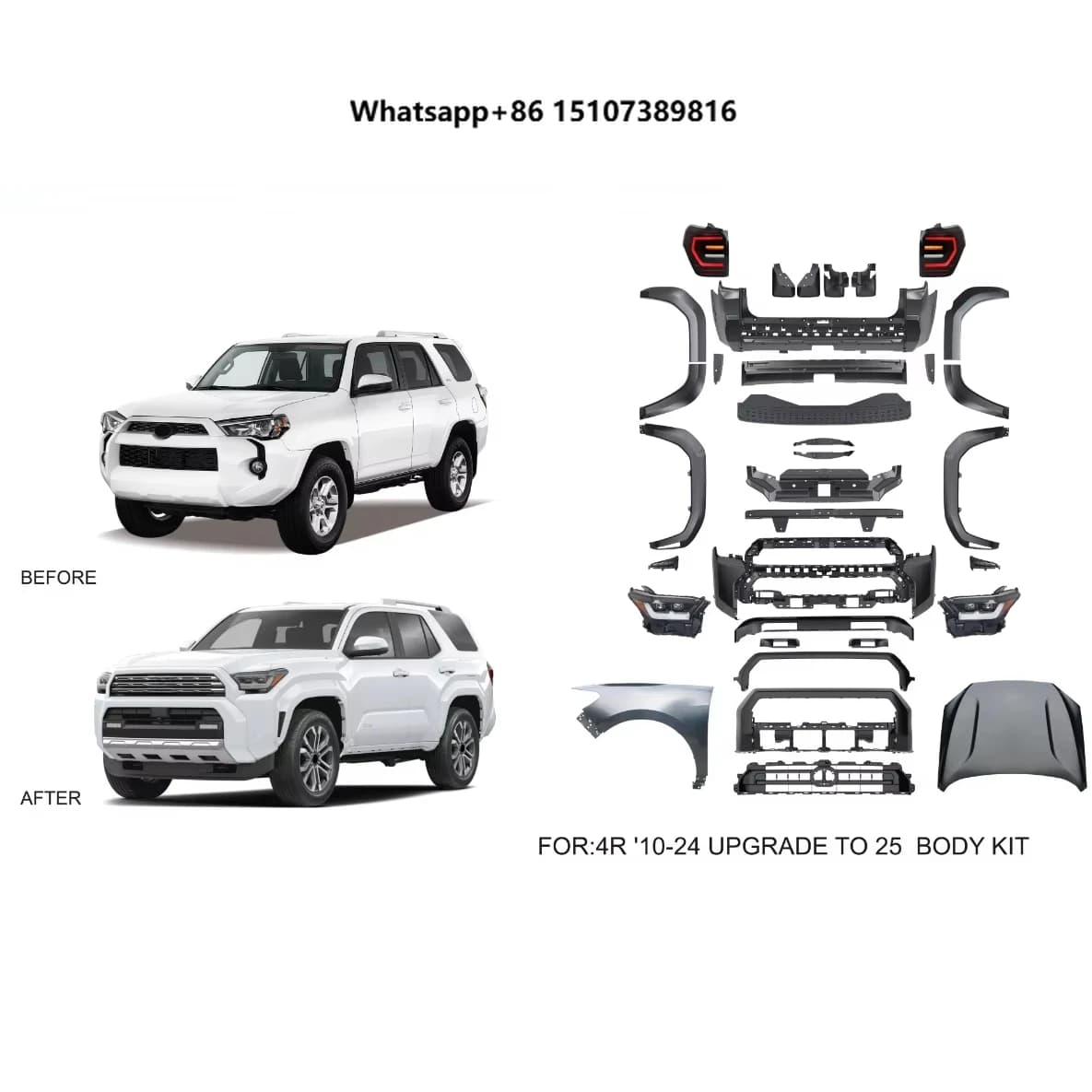 Old to New Body Kits Car Bumpers Grilles 2010-2024 Upgrade to 2025 Latest Style Including Headlights and Taillights for 4RUNNER