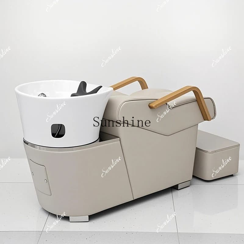 High-end shampoo bed barber shop special hair salon ceramic basin semi-reclining simple and modern FT