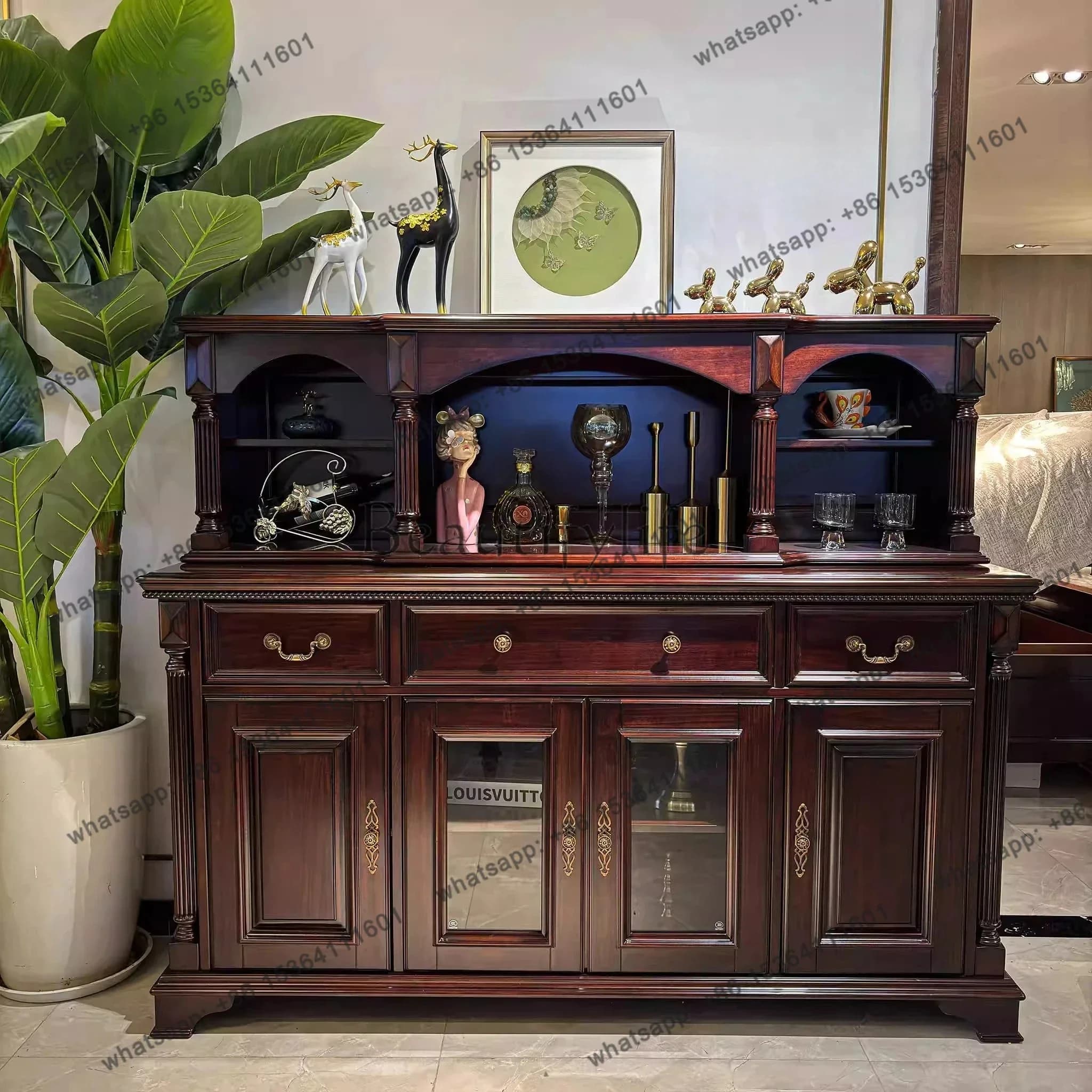 FG43American all-solid wood dining side cabinet integrated storage cabinet against the wall retro cherry wood wine cabinet