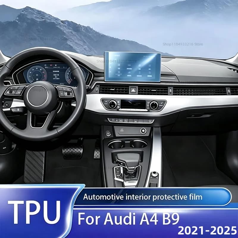 Transparent TPU Protective Film Anti-scratch For Audi A4 B9 2021-2025 Car Interior Center Console Dashboard Navigation Pre-cut