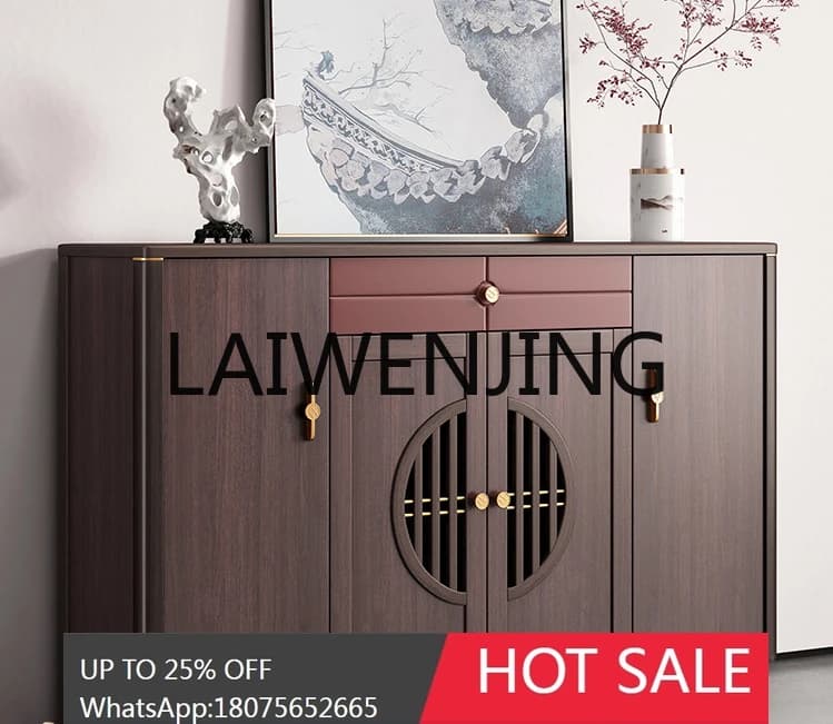 New Chinese Style Home Doorway Solid Wood Frame Balcony Locker Entrance Integrated Wall Partition Entrance Entrance Shoe Cabinet