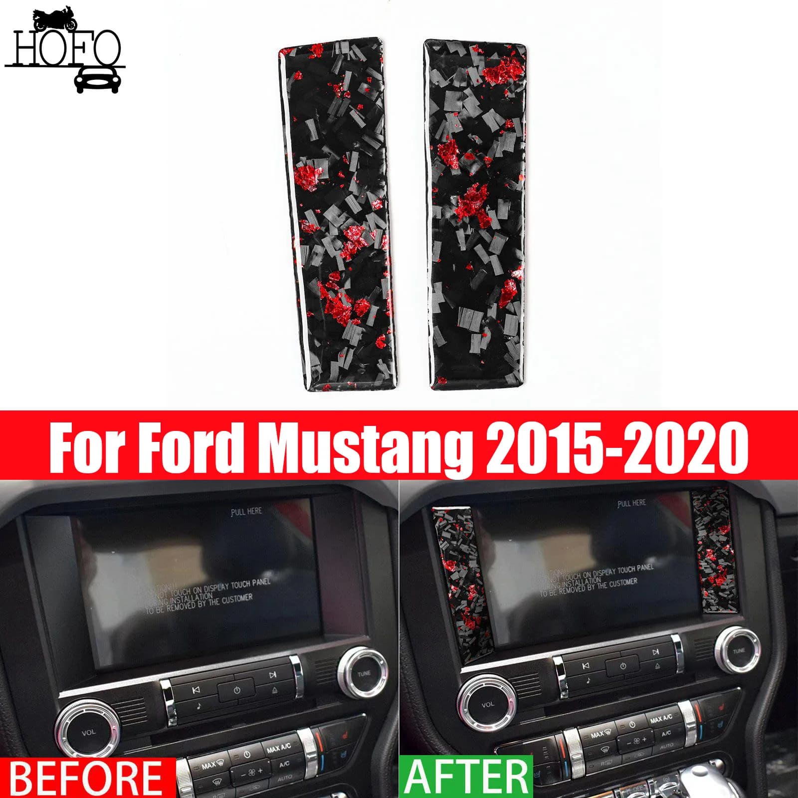 2pcs CD Panel Cover Trim For Ford Mustang 2015-2020