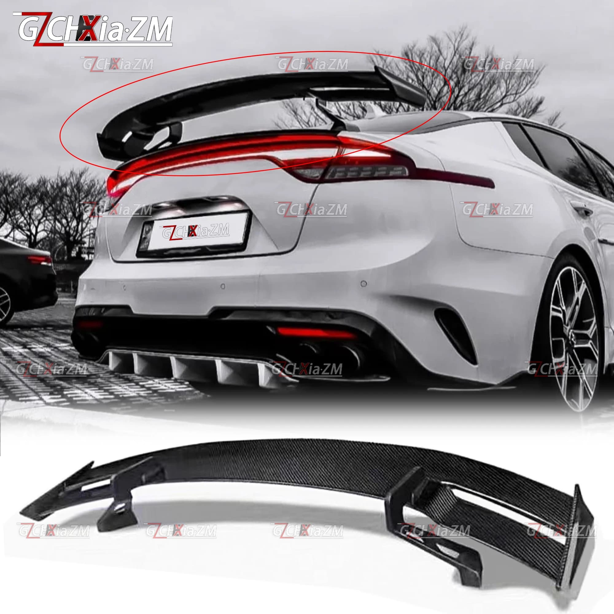 For 2014-2025 Kia Stinger K8 Rear Spoiler Carbon Fiber Material TT Style Sports Accessories Body Aerodynamics Kit Tail Wing