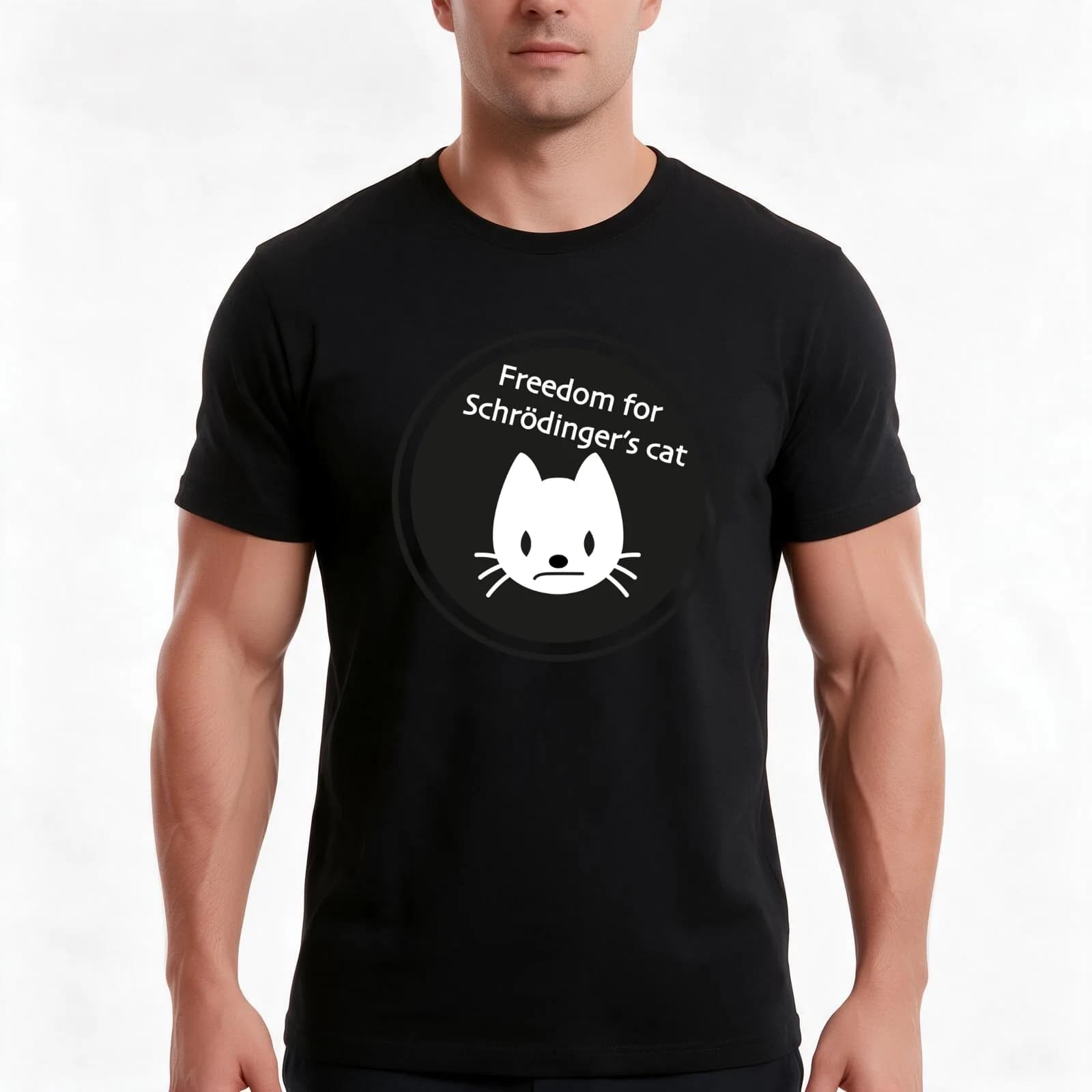 freedom for schrodinger's cat T-Shirt, Summer Casual Cotton Tee, Oversized Streetwear Tops, Vintage Graphic Print, 100% Cotton