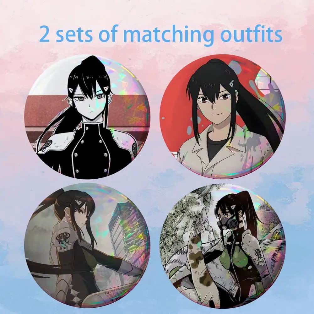 K-Kaiju No.8 Mina Ashiro 2 piece set Pins Creativity Printed Pictures Text Metal Lapel Badges Brooches Jewelry Gift
