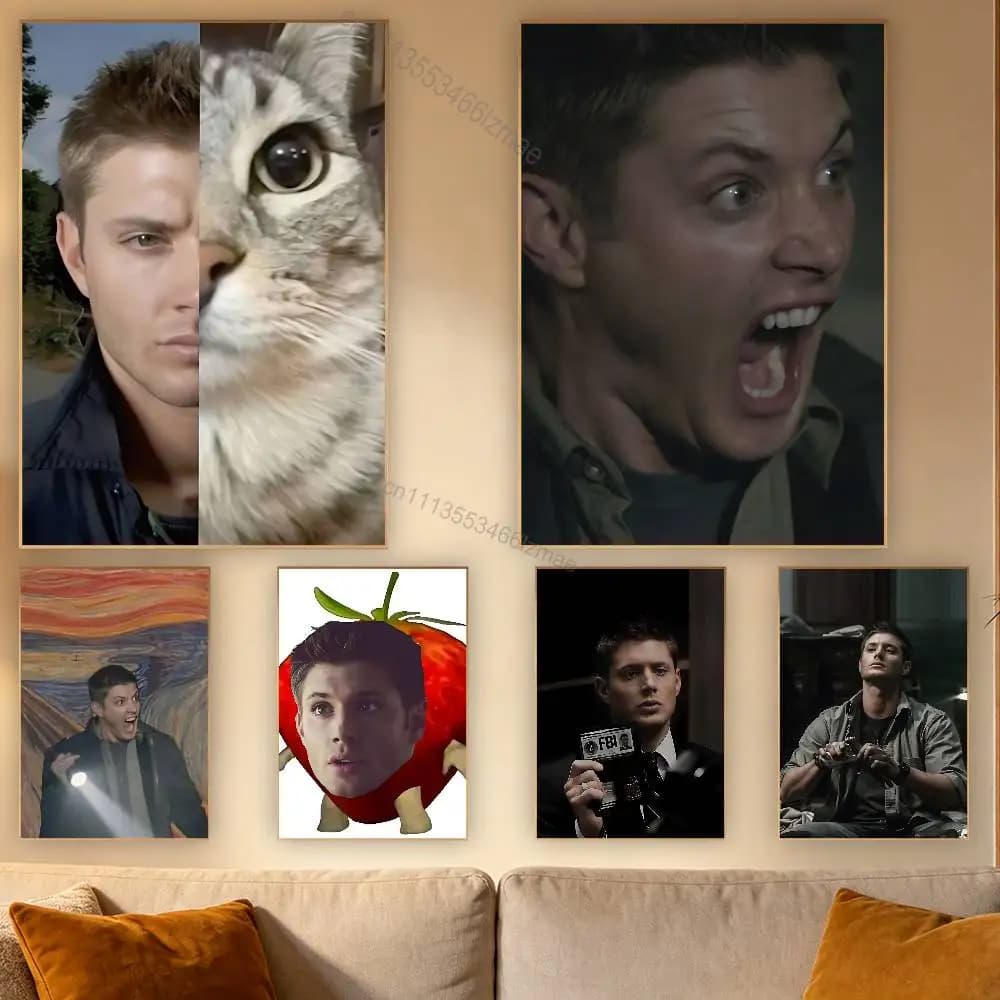 S-Supernatural Winchester Dean Retro Fashion Pictorial Poster Sticky Poster Paper Sticker DIY Room Bar Cafe Wall Decor Gift