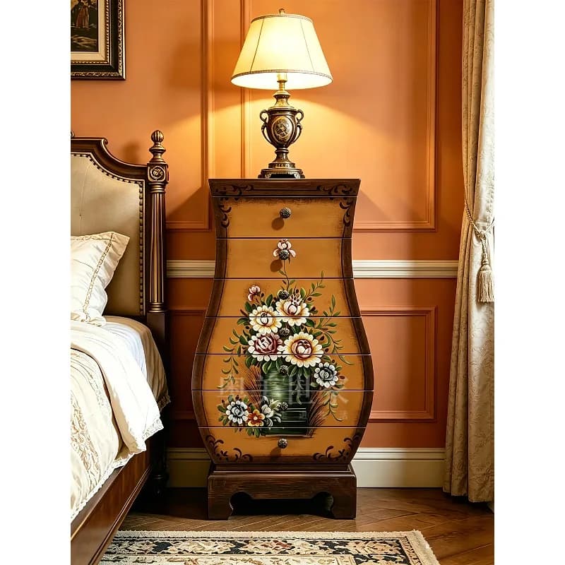American retro seven-chest cabinet painted vase cabinet living room storage entrance decorative cabinet