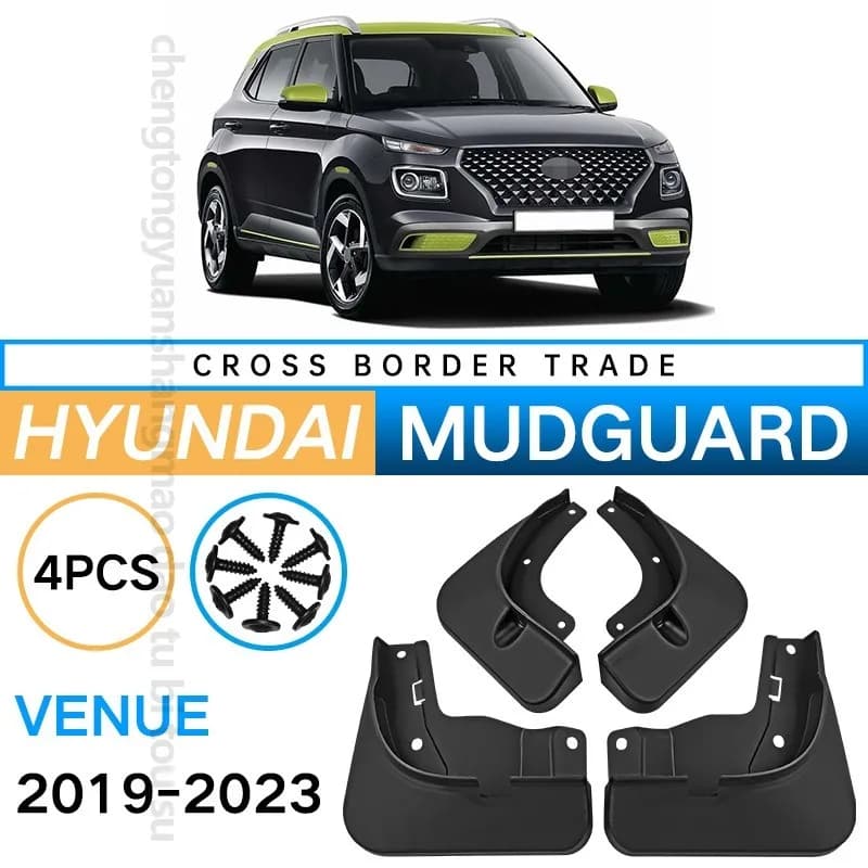 FOR Hyundai Venue 2019-2023 Mud Flaps Splash Guards Car Accessories Black ABS Set of 4 Pieces for Fender Mudguard