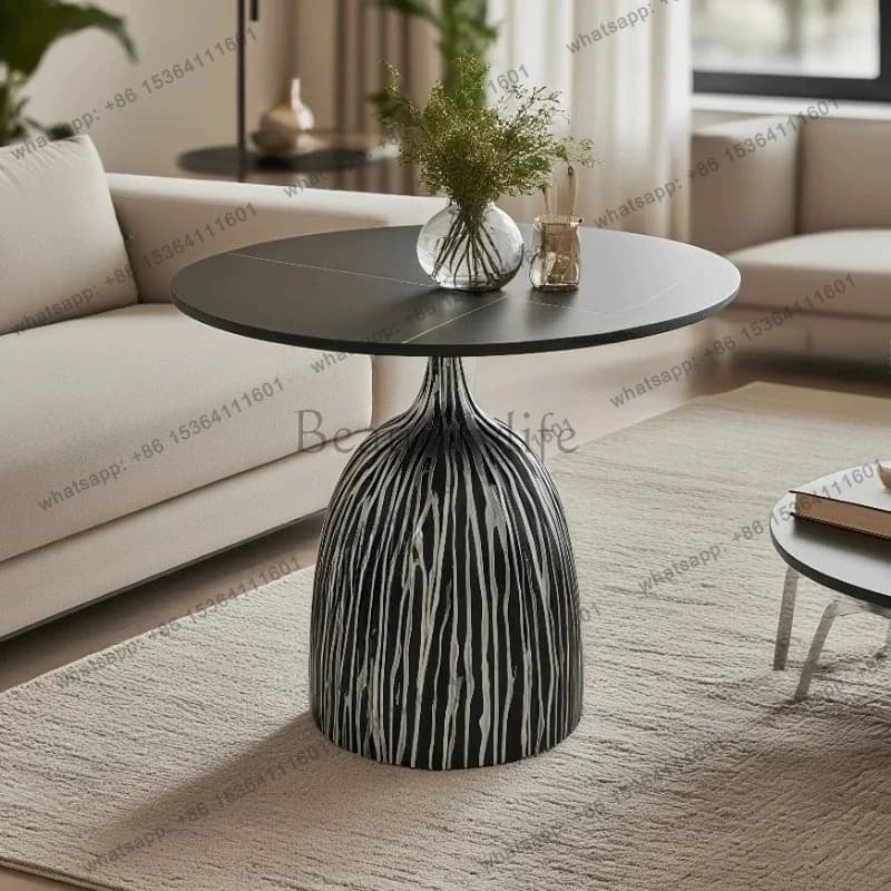 zj.Home Bedroom Art Bedside Tables Light Luxury Living Room Coffee Table Retro Wrought Iron Corner Table Sofa Side Tables Furnit