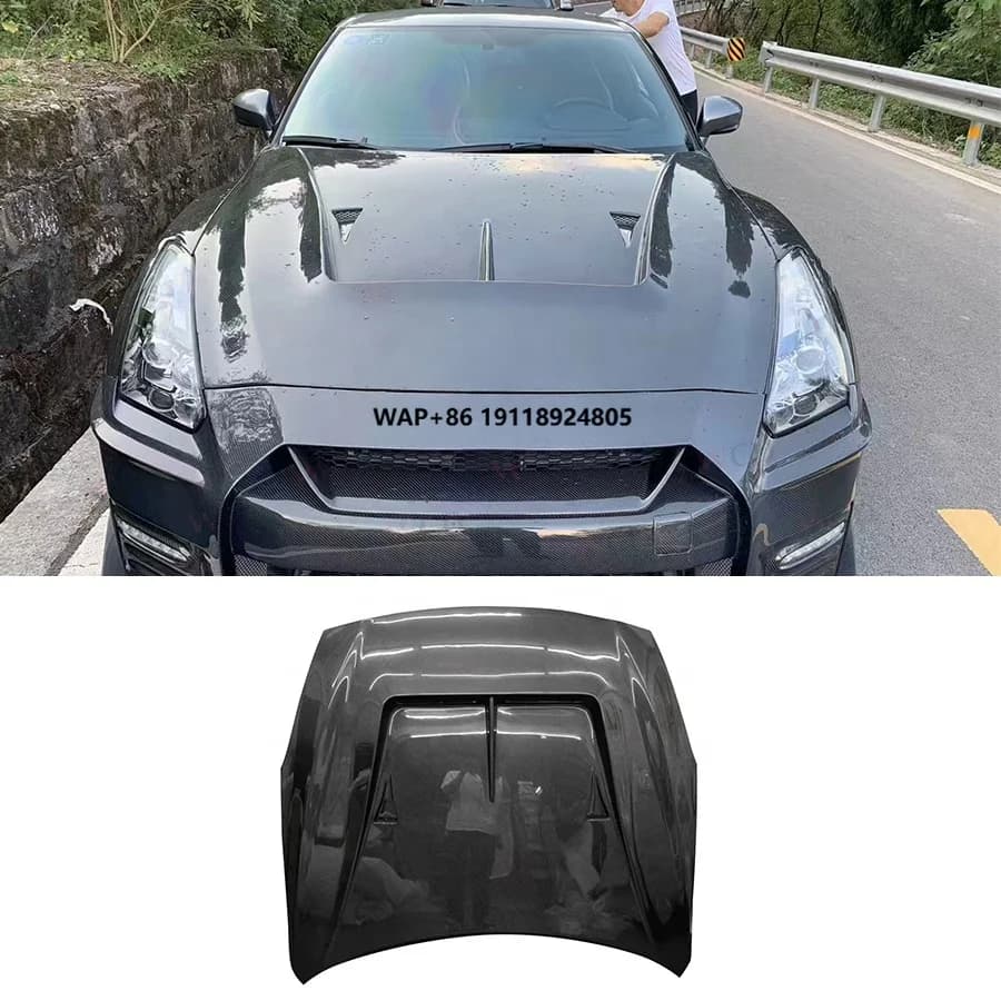 LB Type 2 Style Carbon Fiber Front Engine Bonnet Hood for  GTR R35 2017- 2021 Front Vented Hood Cover Bodykit
