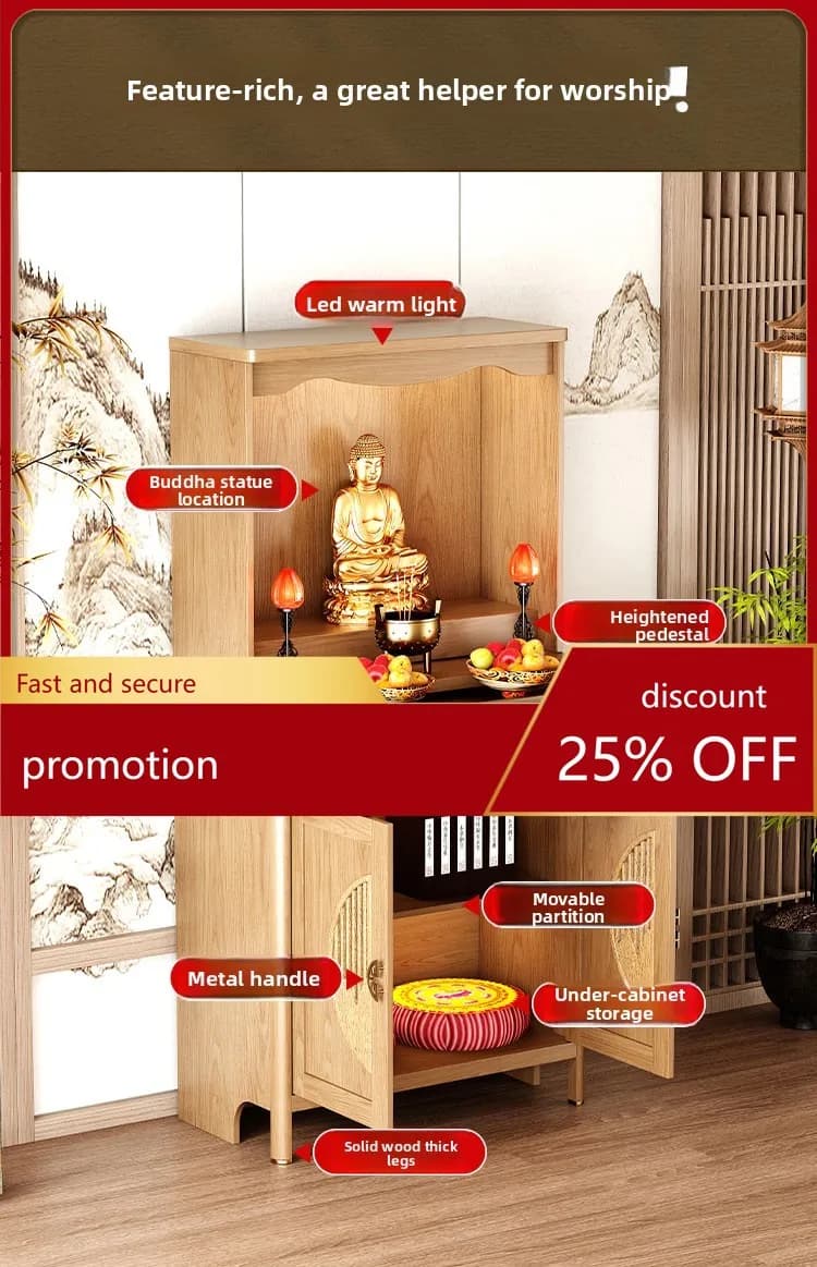 YFY Buddhist Altar Table Shrine Cabinet Guanyin Bodhisattva God of Wealth Altar Incense Home Use Table