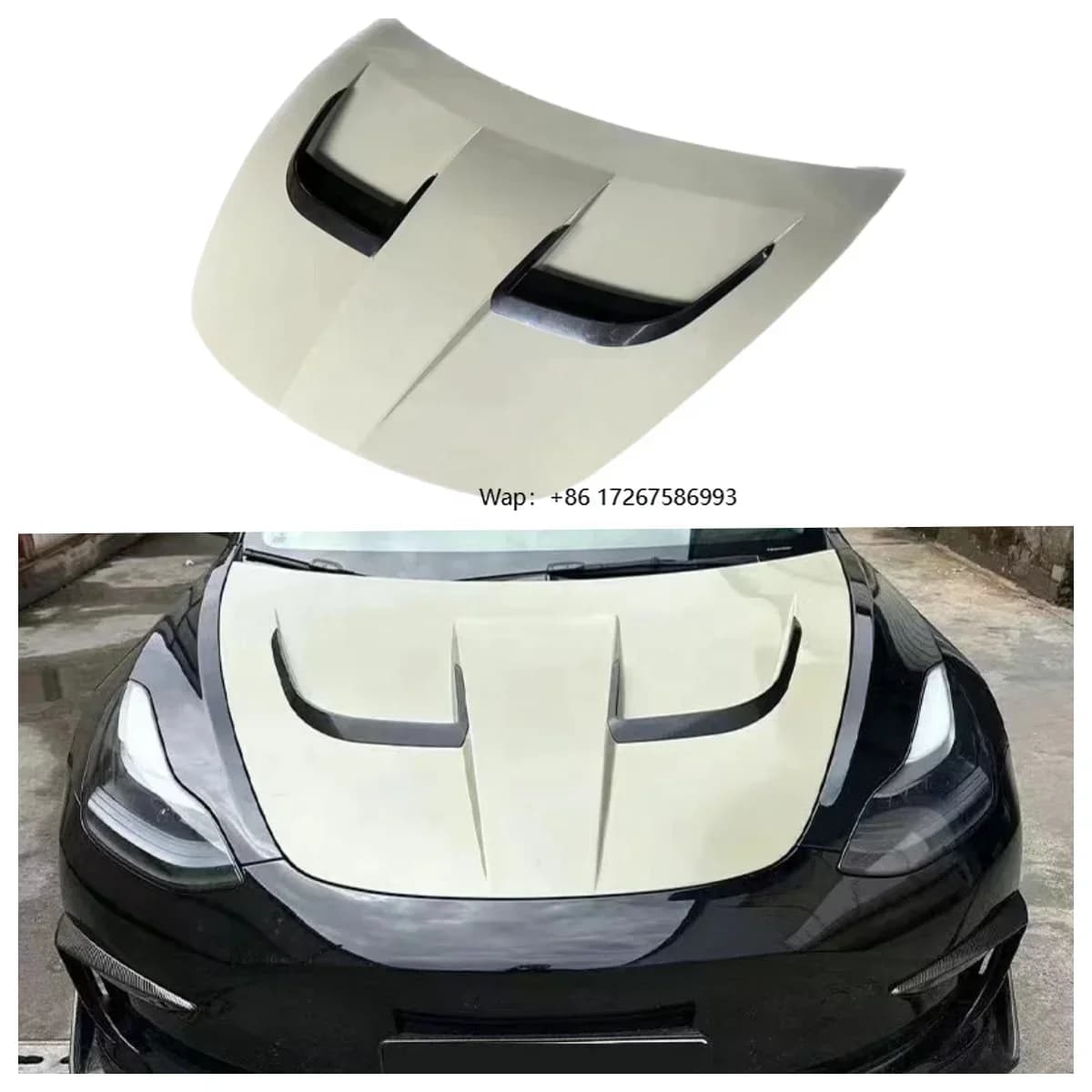 Turbo Style Aluminum Hood Engine Hood Cover for  Model 3 Bonnet