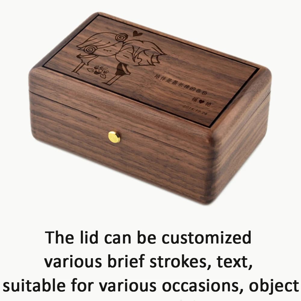 ROSIKING Hand Cranked Wood Music Box,Jewelry Box,Photo Customize Gift,Music Box Castle in the Sky Mechanism Birthday