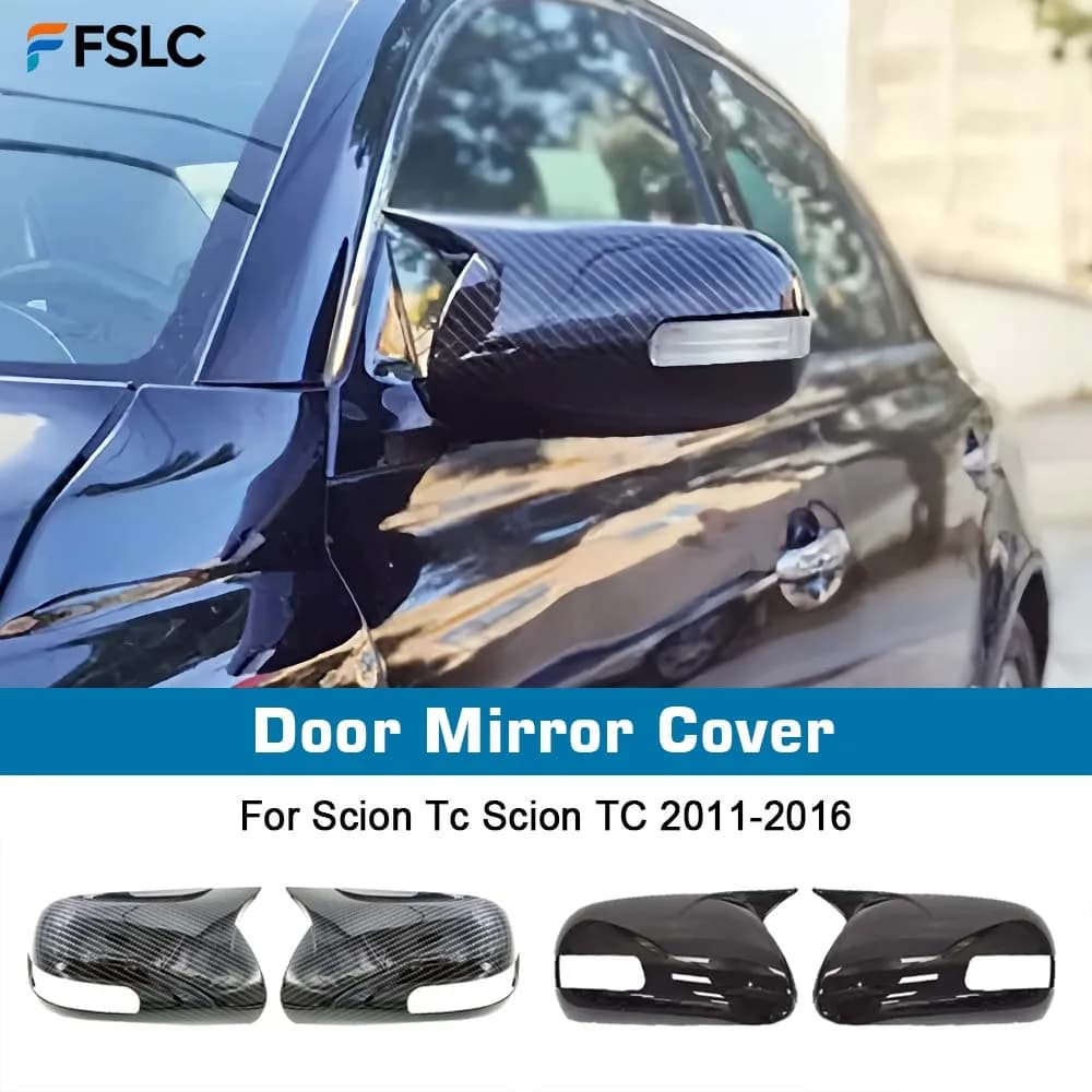 ⭐Genuine⭐ Protective Cover Glossy Black Carbon Fiber Door Mirror Cover For Scion Tc Scion TC 2011-2016 Car Rearview Accessories
