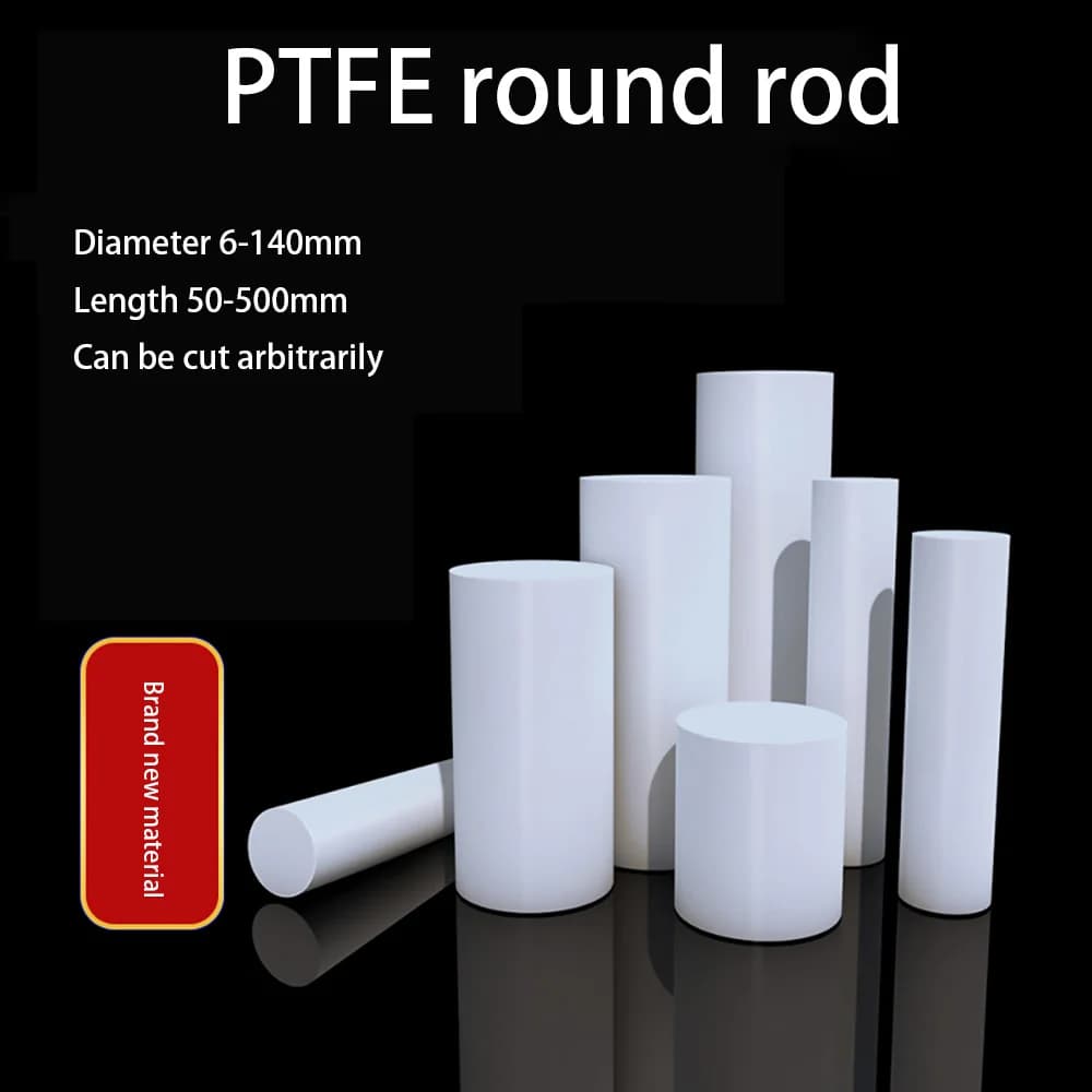 PTFE Rod Dia 6-140mm Polytetrafluoroethylene Round Bar High Temperature Chemical Resistant Non Stick Industrial Length 50-500mm