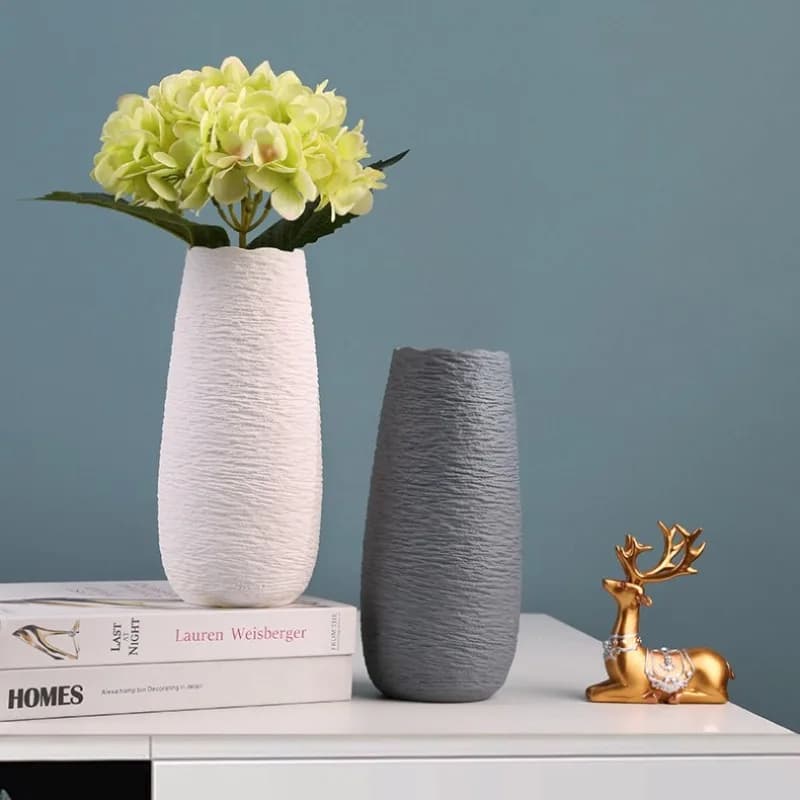 French Modern Minimalist Style Desktop Decoration Solid Color Ceramic Room Decor Chic And Fresh High-Aesthetic Floreros Altos