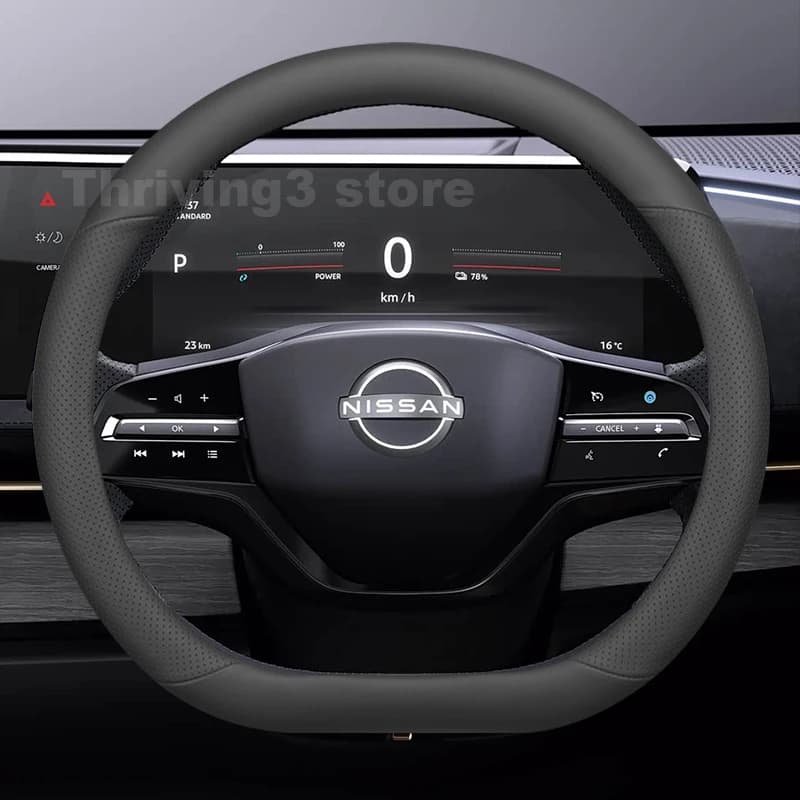 Leather Car Steering Wheel Cover For Nissan Ariya e-4orce 2026-2020 Non-slip Auto Steering Wheel Nissan Ariya Accessories