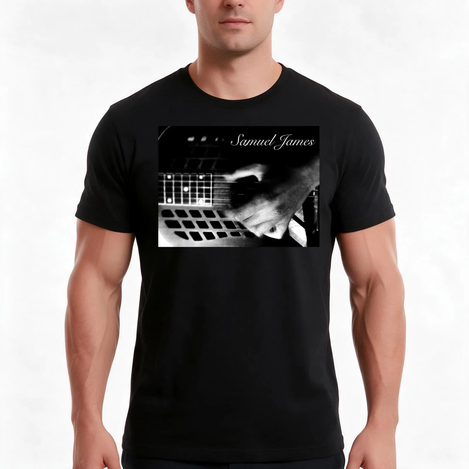 Samuel James Finger Picking Pic T-Shirt, Summer Casual Cotton Tee, Oversized Streetwear Tops, Vintage Graphic Print, 100% Cotton
