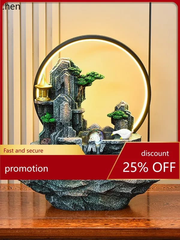 HXL Rockery Water Feature Ornament Gift for Entrance Living Room Courtyard Desktop