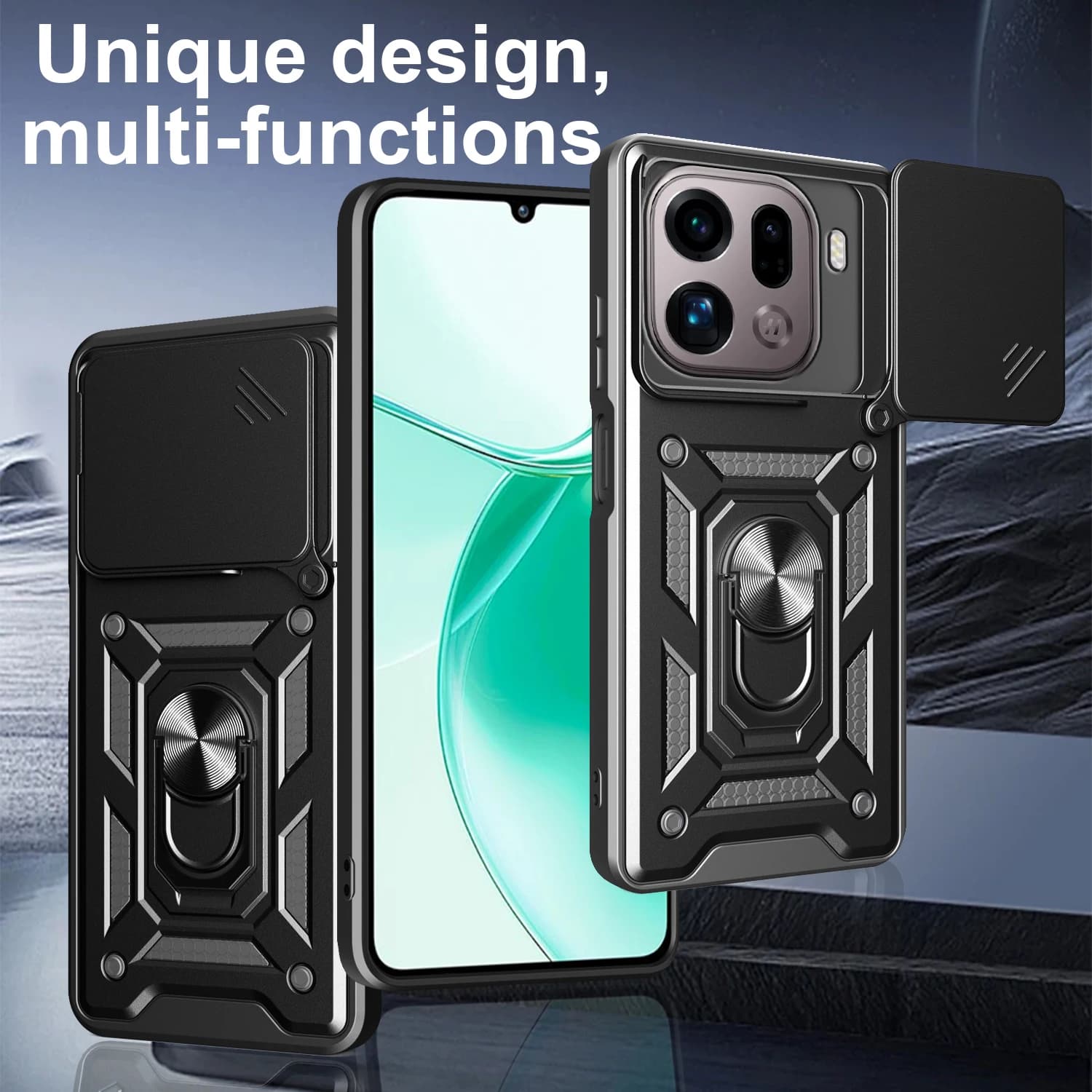 Case for OPPO Find X9 Pro, double-layer protection (soft TPU+hard PC), anti drop, anti fingerprint phone cover