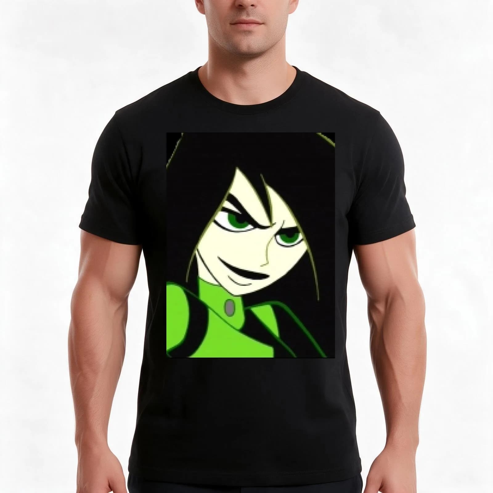 Shego - Smirk T-Shirt, Summer Casual Cotton Tee, Oversized Streetwear Tops, Vintage Graphic Print, Loose Fit Short Sleeve