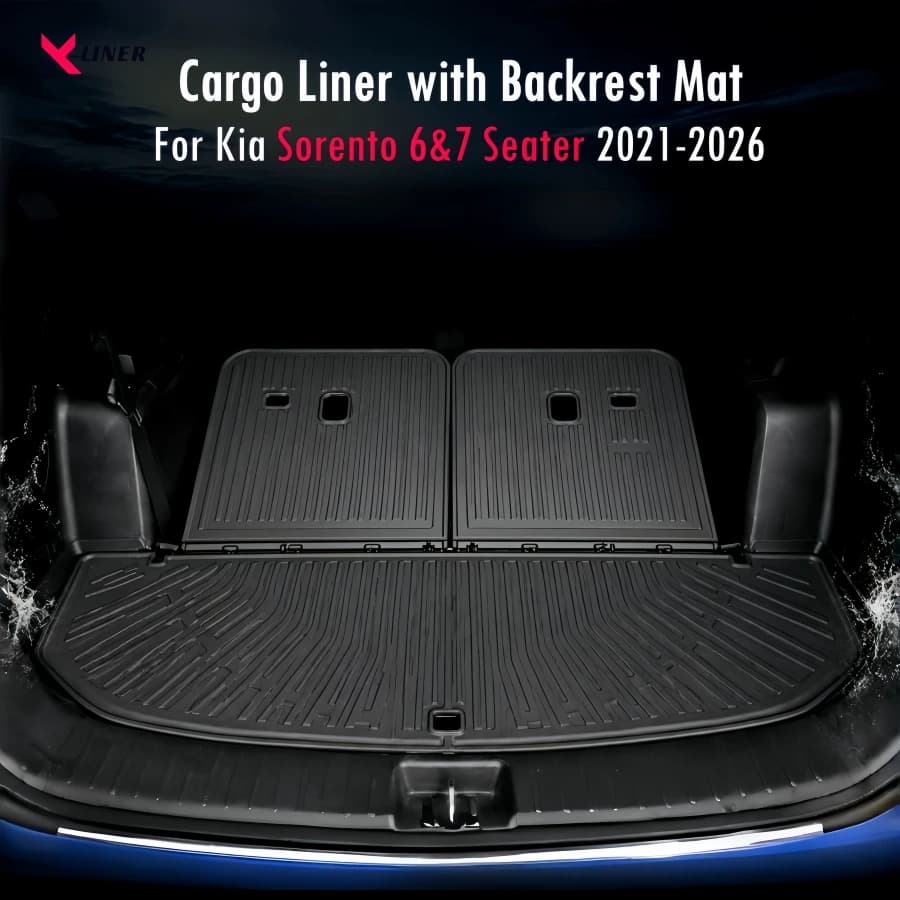 For Kia Sorento 6&7 Seater 2021-2026 Trunk Cargo Liner with Backrest Mat All Weather TPE  Trunk Mat Back Seat Cover for Sorento