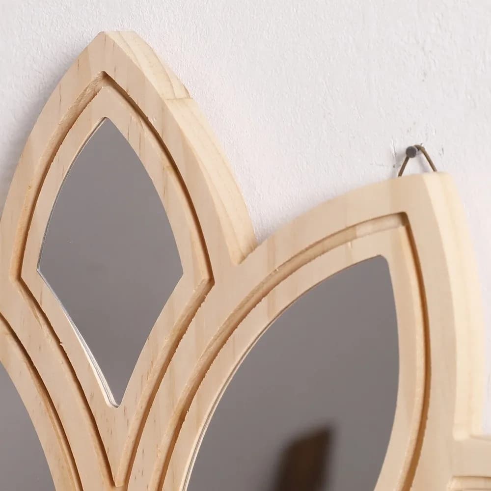 Creative Wooden Lotus Floating Shelf Detachable with Mirror Wall Shelf Ledge Decorative Display Wall Shelf Bedroom