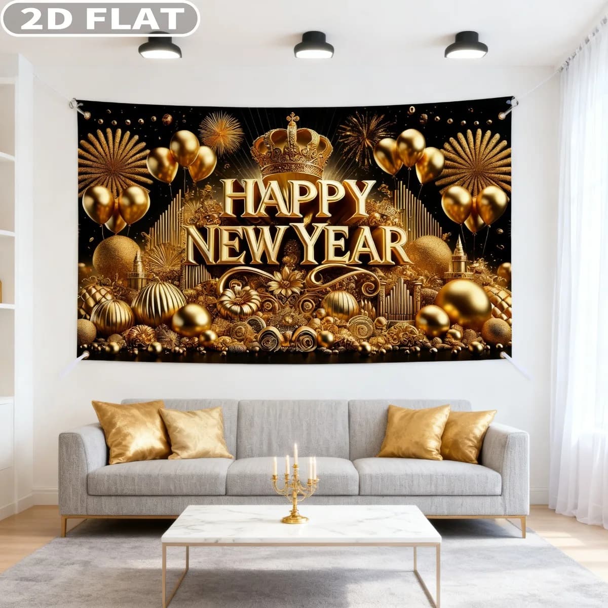 1pc Happy New Year 2026 Party Packs, 71x43 Inch, Durable Polyester Photo Backdrop, Party Decor for New Year's Eve Celebration