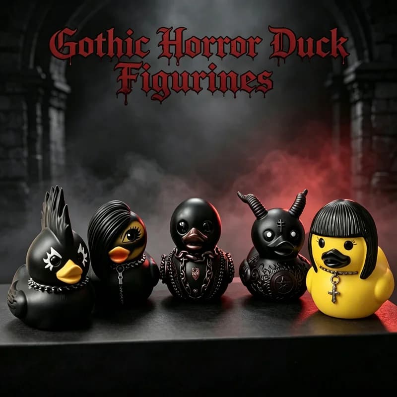 1PCS Halloween Dark Gothic Duck Figurine Resin Duck Toy Sculpture Car Dashboard Desk Ornament Novelty Home Office Party Decor