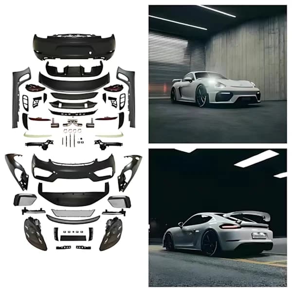 STLFFor GT4 Design PP Plastic Bodykit for Cayman Boxster 981 2012-2016 Car Bumper Fenders Cover Conversions Upgrade to 718 Body